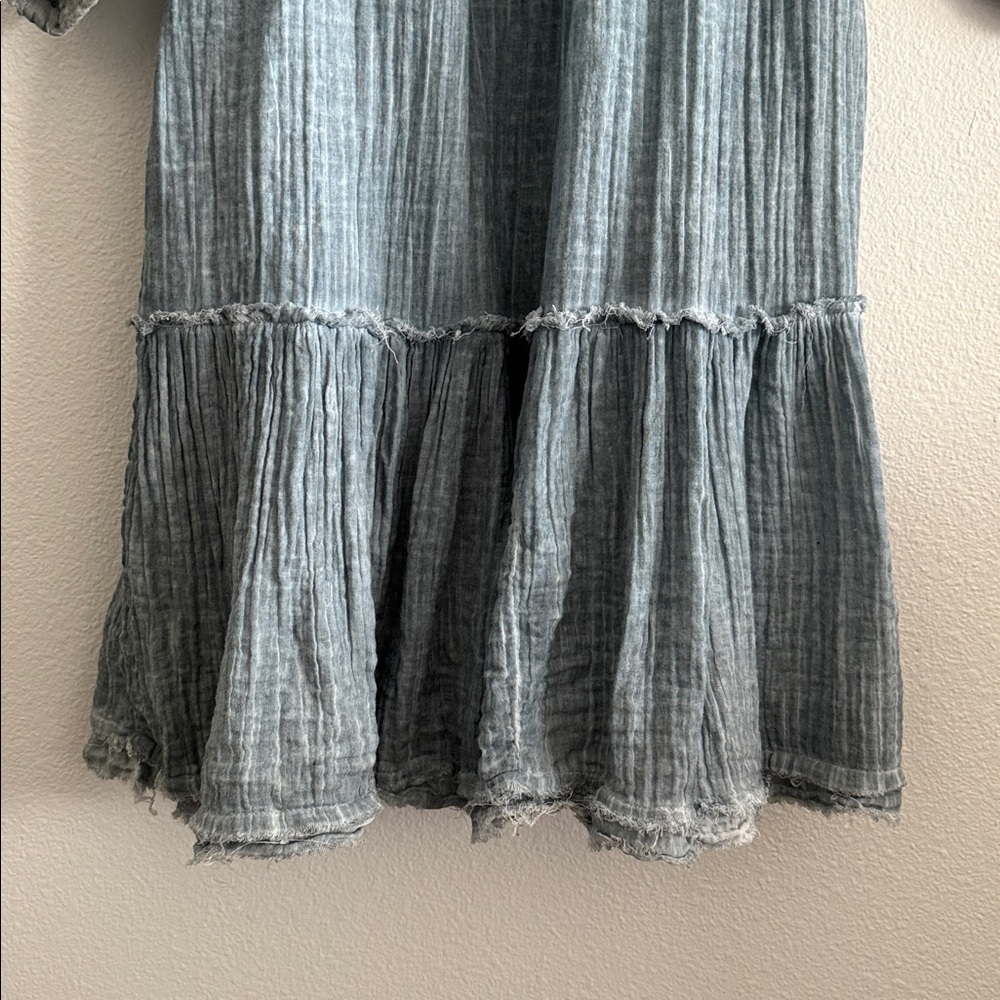 Natural Life Blue Crinkle Cotton Tiered Boho Dress Size S - Picture 3 of 10